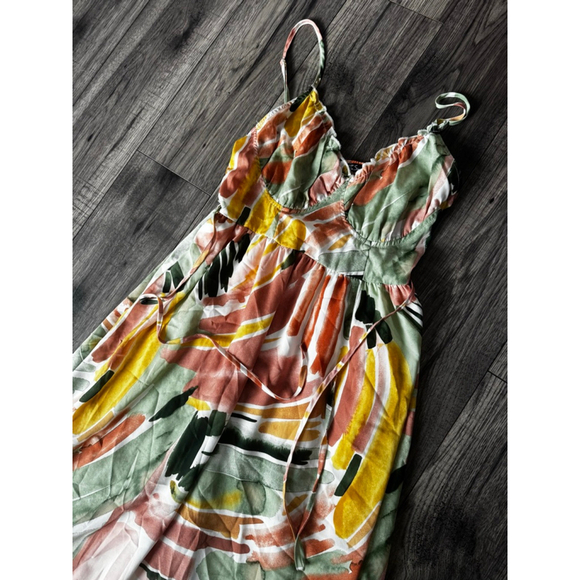Simplee Sundress Springy Colored Multicolored Long Dress Small Retail $59.99 - Picture 3 of 8